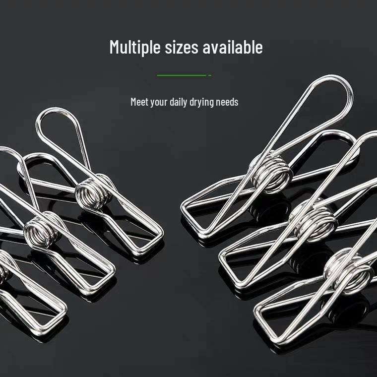 Stainless Steel Sock and Clothes Peg Clips – Windproof Hanger Accessory