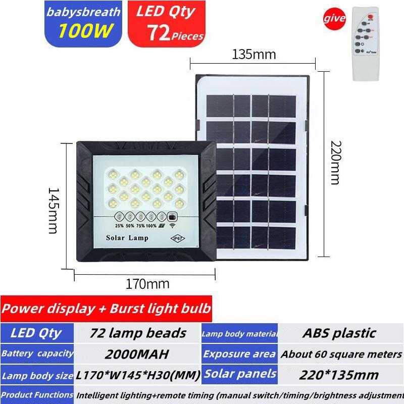 

Solar Lamp 72-200 LED Outdoor Super Bright Wall Lamp with Motion Sensor Remote Control Waterproof Courtyard Garage Lighting