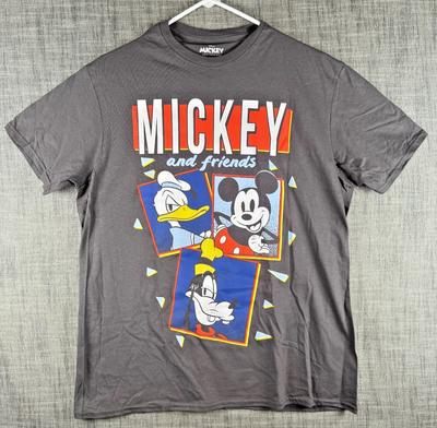 Größe L - Disney Mickey Maus und Freunde Grafik 100% Baumwolle T-Shirt Herren T-Shirts Oberteil Schwarz Donald Goofy