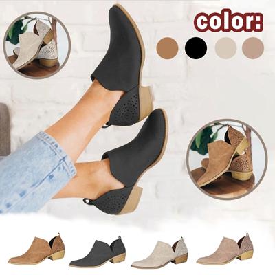Womens Shoes Middle Heel Hollow Out Solid Pointed Short  Boots