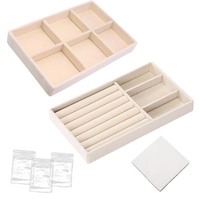 Velvet Jewelry Display Tray Set, Exquisite Jewelry Organizer, Portable Ring, Earring, Necklace Storage Box, Anti-Oxidation Pouch