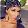 Bohemian Hollowed Out Rhinestone Headband Women Hair Scarf Bling Turban Mesh Head Scarf Cap