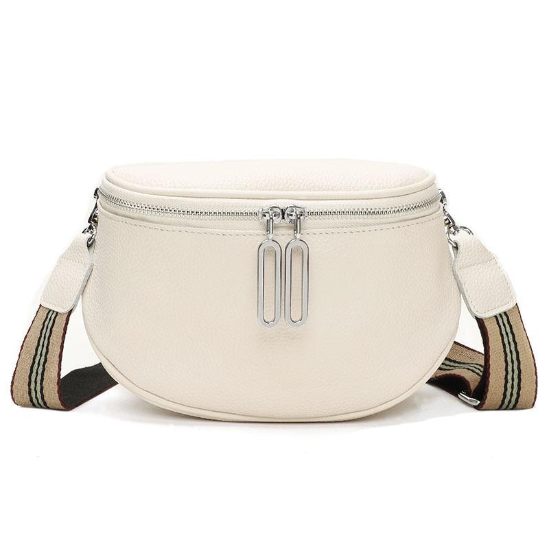Leather Women's Bag First Layer Cowhide Saddle Bag Women's Bag New Trendy Fashion Casual Breast Bag Shoulder Messenger Bag