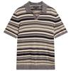 Mens Striped Linen Blend Short-Sleeved Polo Shirt