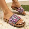 Fashion Ethnic Style Colorful Beaded Flat Slippers for Women 2025 Summer Beach Vacation Sandals Woman Plus Size Non Slip Outdoor Slides