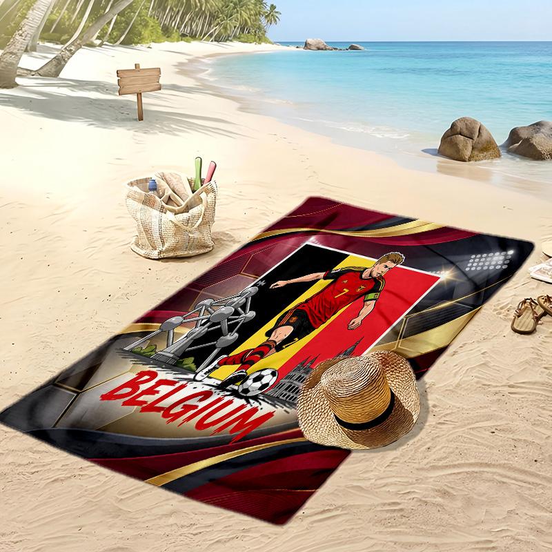 Belgium Football Print Beach Towel Quick Dry Super Absorbent Soft Bath Towel for Swimming Beach Travel Fan Souvenir Gift