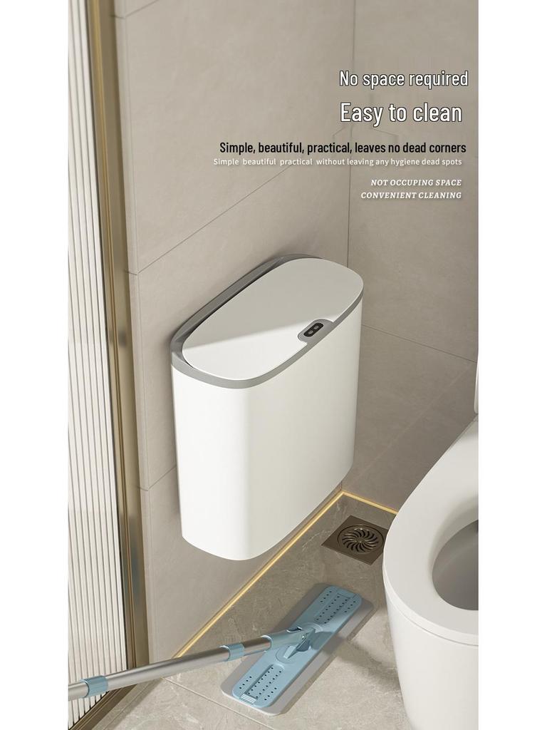 Smart Bathroom Sensor Trash Can - Quiet Flip-Top with Gentle Open/Close