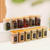 9oz Spice Jars Glass Container with Labels, Airtight Seasoning Empty Organizer with Bamboo Lid Set for Food Storage, Salt, Sugar