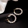 Geometric Coil Pearl Earrings, Exaggerated Temperament High-End Earrings, Light Luxury Fashion Beaded Earrings