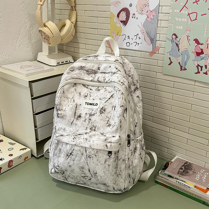 High Value Schoolbag Female Niche Design Sense Junior High School Students High School College Students Tie Dye Backpack Light Travel Backpack