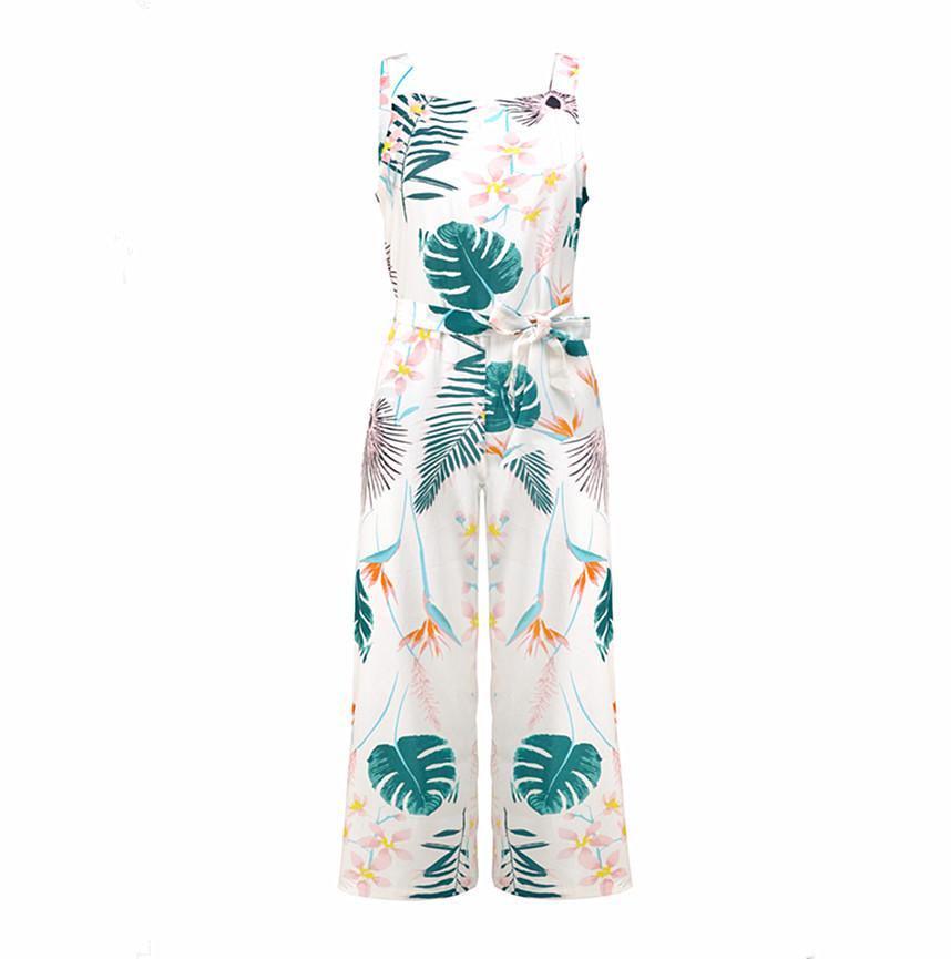 Elegant Summer Floral Print Off Shoulder Sleeveless Jumpsuit For Women Casual Rompers