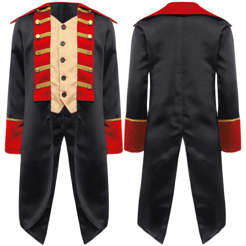 Kids Revolutionary War Costume Colonial British Red Coat Tailcoat Design Historical Military Cosplay Outfit