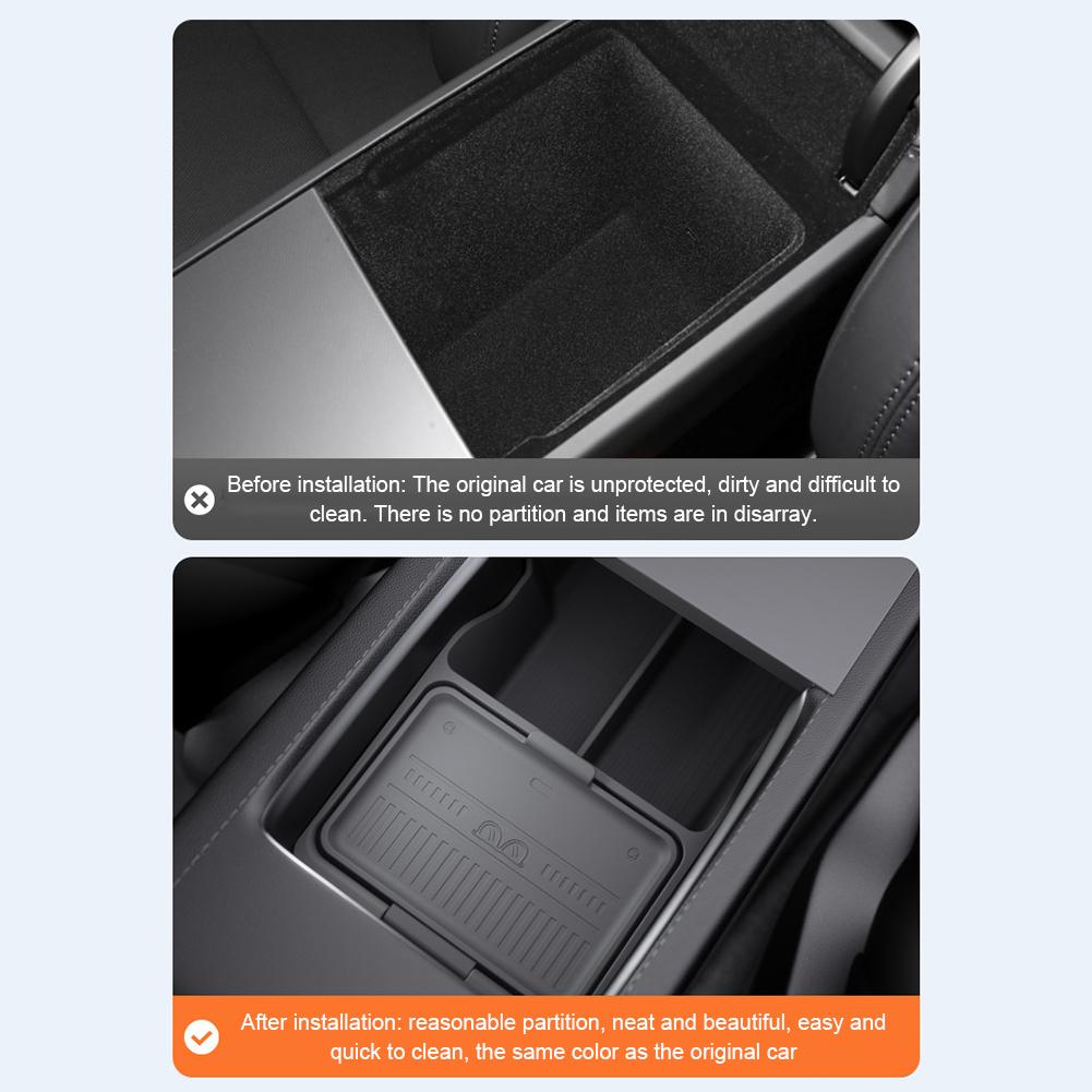 TPE Material Dual-Layer Center Console Organizer Tray Armrest Hidden Storage Box For Tesla For Model Y For Juniper 2025 2026