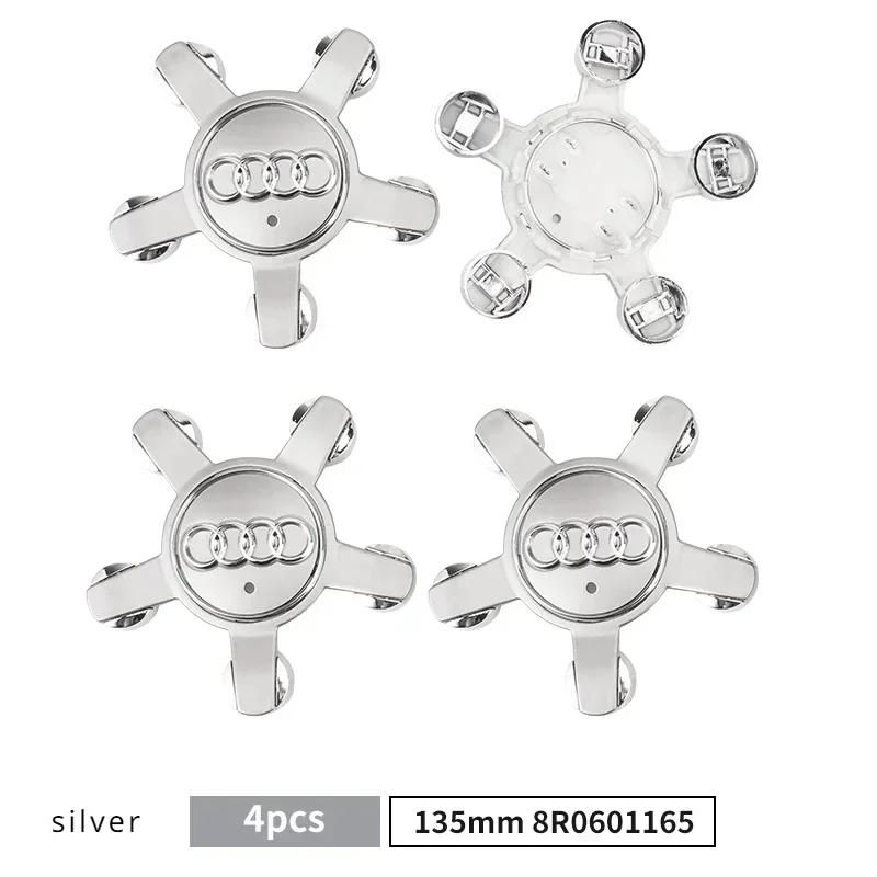 4pcs 135mm For q1 A1 A3 A4 A5 A6 A7 Q3 Q5 Q7 TT B5 B6 B7 8P 8V Car Wheel Center Cap Hub Covers Badge logo 8R0601165 4F0601165N