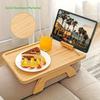 Bamboo Sofa Tray Table Clip On Side Table Couch Arm With Phone Holder