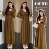 2026 Spring Korean-French V-Neck Slim Fit Maternity Dress
