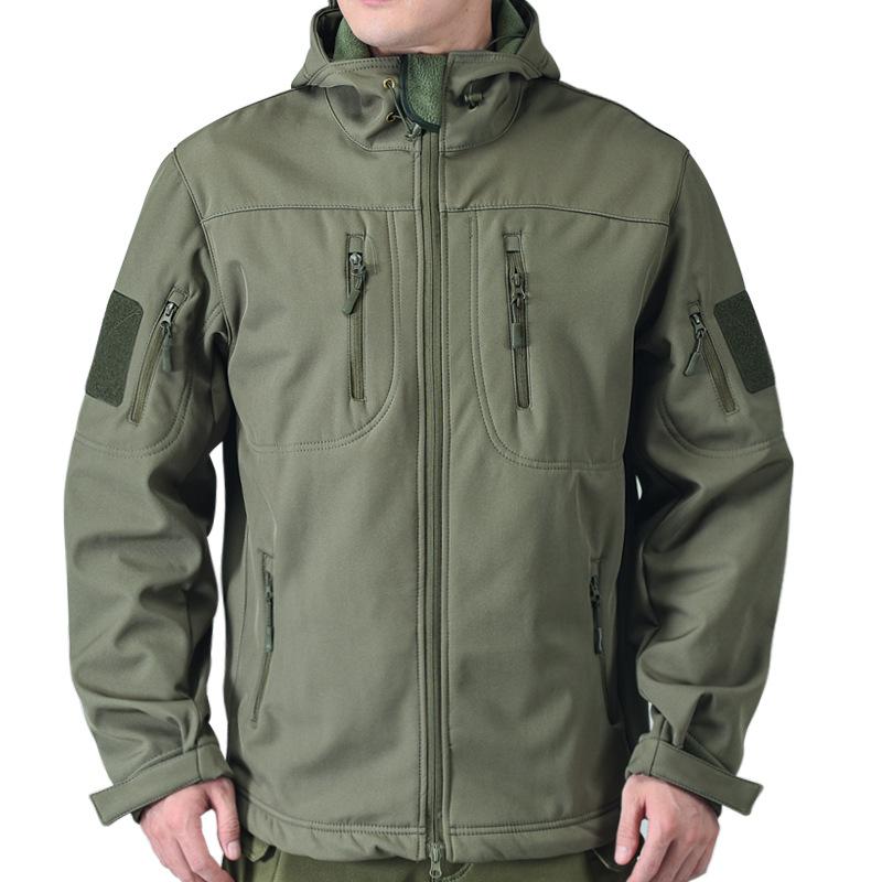Army Green Soft Shell Jackets Men Tactical Windproof Jacket Men Army Combat Jackets Mens Hooded Bomber Coats
