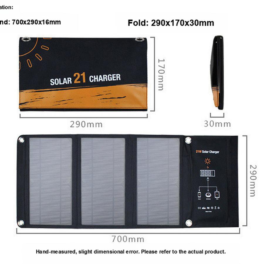 Portable 21W Solar Folding Charging Bag Solar Charger with Dual USB Emergency Outdoor Solar Charging Pad