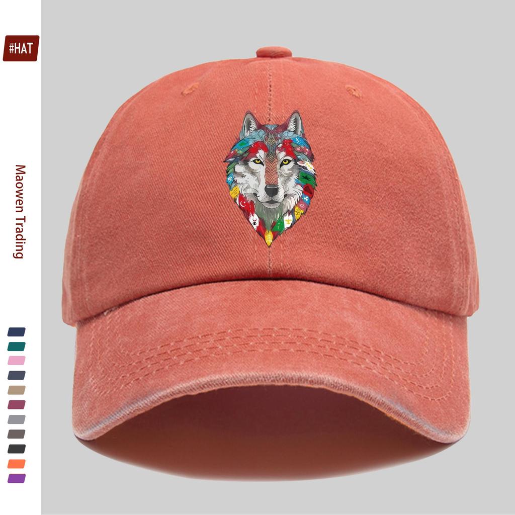 Pc Unisex Wolf Head Pattern Printed Baseball Cap with Colorful Wolf Print Design Sun Hat Hunting Decor Hat Adjustable Strap