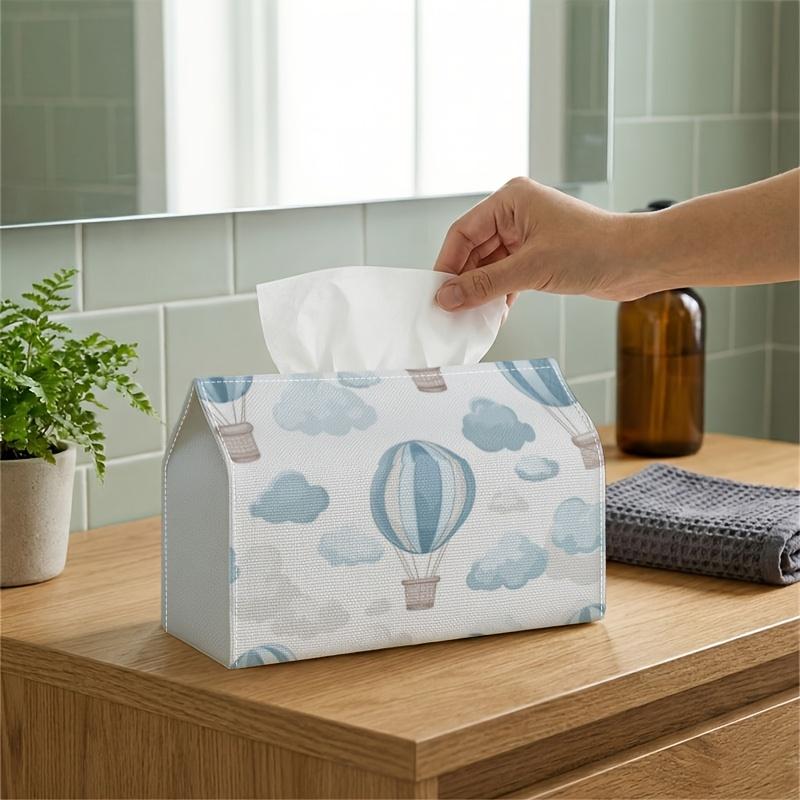 1pc Whimsical Sky Tissue Box, - Hot Air Balloon Cloud Blue Pattern Design, for Home, Parties, And Car Decoration - Stylish Tissue Paper Organizer for