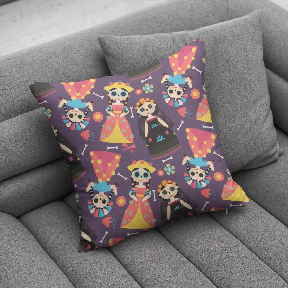Fun Halloween Skull Pillow Cover Home Party Decorative Cartoon Kawaii Cushion Cover For Sofa Bedside Short Plush Hand Pillowcase