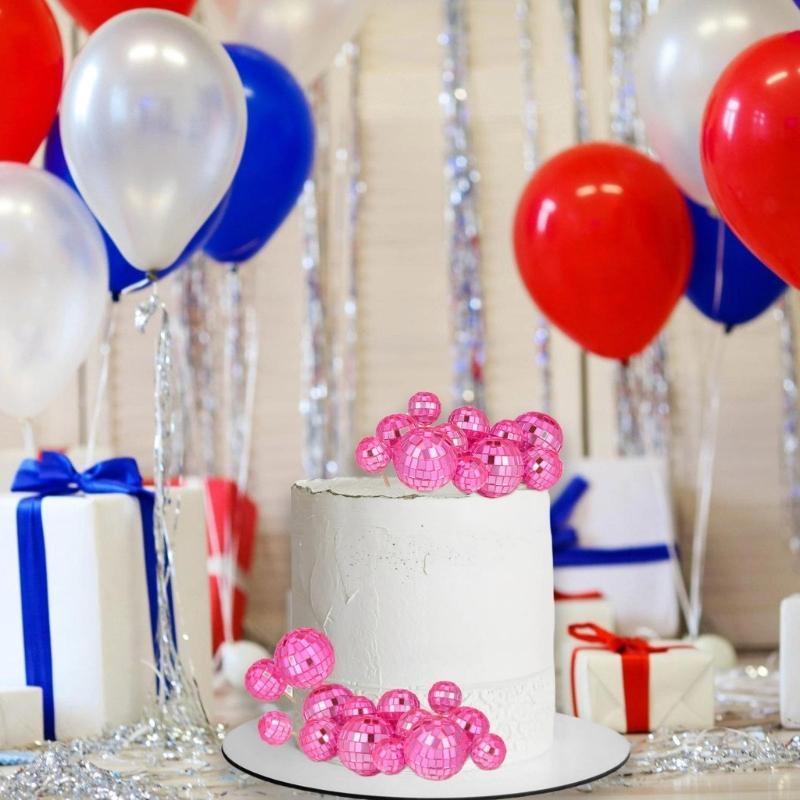 24pcs Discos Ball Cupcake Toppers Cake Decorations for Wedding Party Supplies A0KF