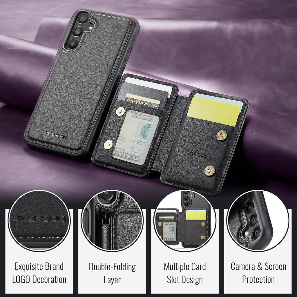 Applicable to Apple Samsung A16 mobile phone case S24FE magnetic suction split card bag brush A55 can be inserted into the card anti-drop leather case