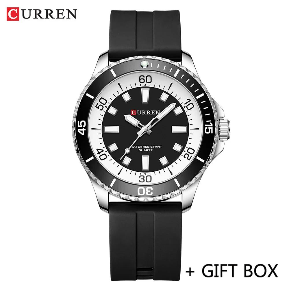 CURREN Sport Men Watch Top Brand Luxury Military Army Waterproof Male Clock Orange Silicone Quartz Original Man Wristwatch 8448