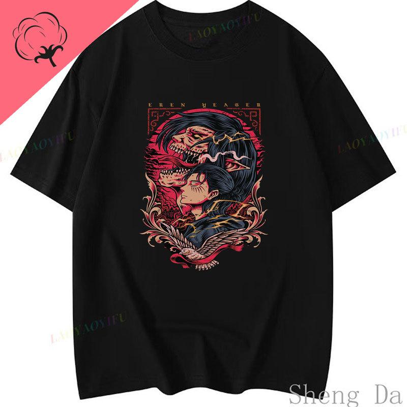 Anime Shirt Attack on Titan T Shirt Vintage Style Shingeki No Kyojin Short Sleeve Oneck Japanese Unisexga Eren Mikasa Graphic Top