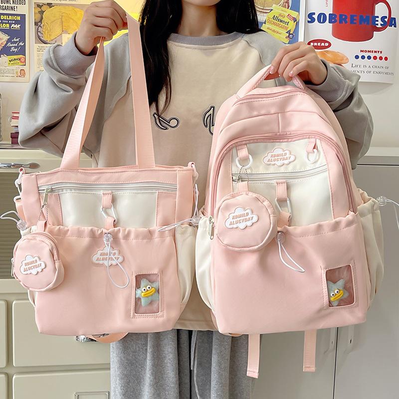 High-value Soft Girl Girl Backpack Small Ins Mini Small Bag Female College Student Spring Outing Two-piece Backpack