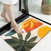 Bathroom Rugs Colorful Abstract Leaves Cute Bath Mat Boho Bath Rug Microfiber Floor Mats for Tub Bathroom Indoor Doormat