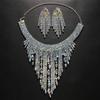 Rhinestone Necklace Set Female, European and American Sexy Exaggerated Necklace Tassel Earrings Jewelry Set
