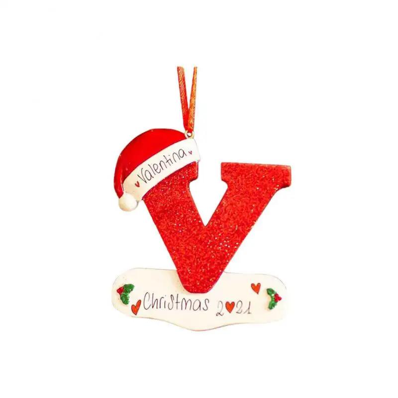Christmas Tree Decoration Letter Pendant 26 Letters Home Holiday Wooden Pendant Xmas New Year Decor Ornament Customizable