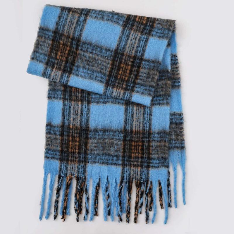 New England Christmas red plaid scarf women's fashion versatile warm circle yarn fringed scarf skin-friendly and thicker