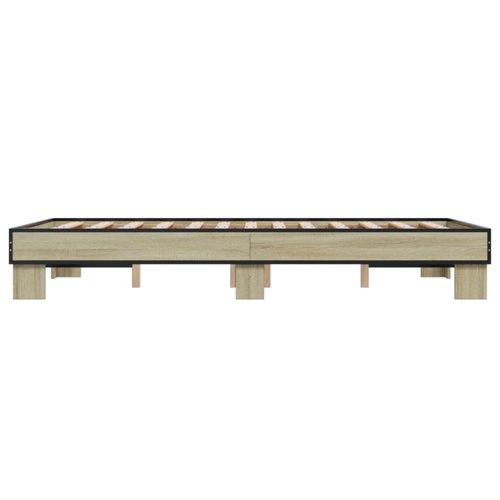 Bed Frame in Sonoma Oak Finish 120 x 200 cm Made of Wood Based Panel and Metal