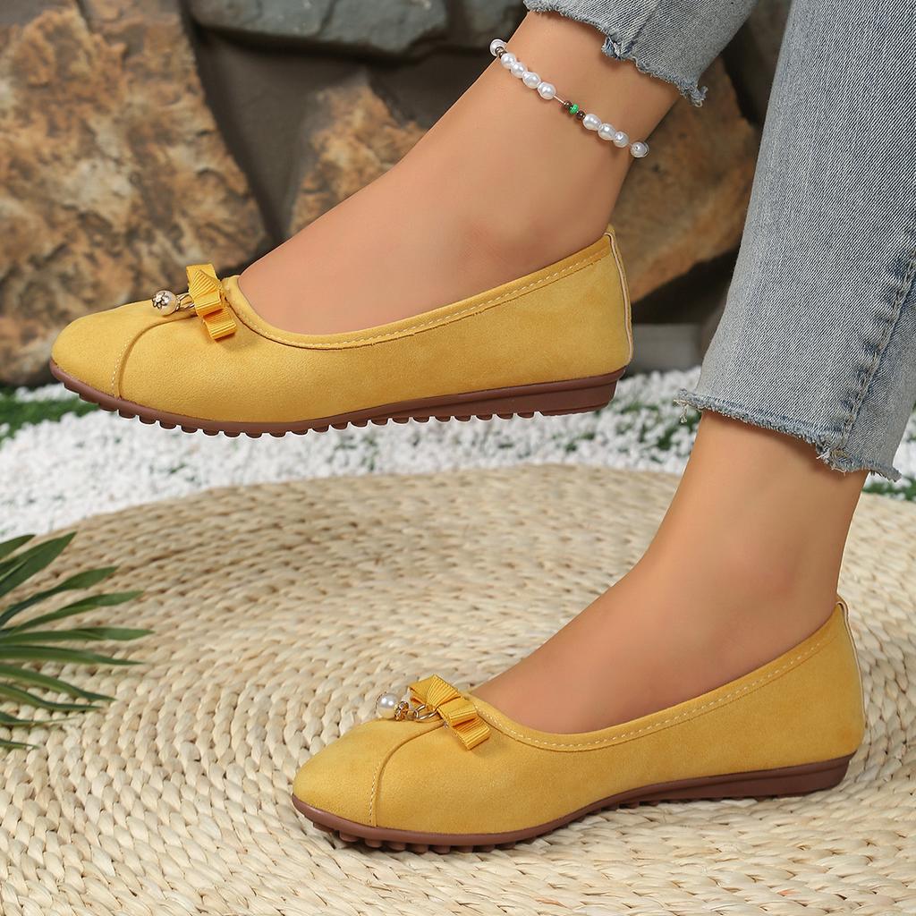 Fashion Women Ballet Flats Shoes Slip on Flat Comfortable Sneakers Women Casual Retro Bow Shoes Women Round Toe Shallow Mouth Loafers