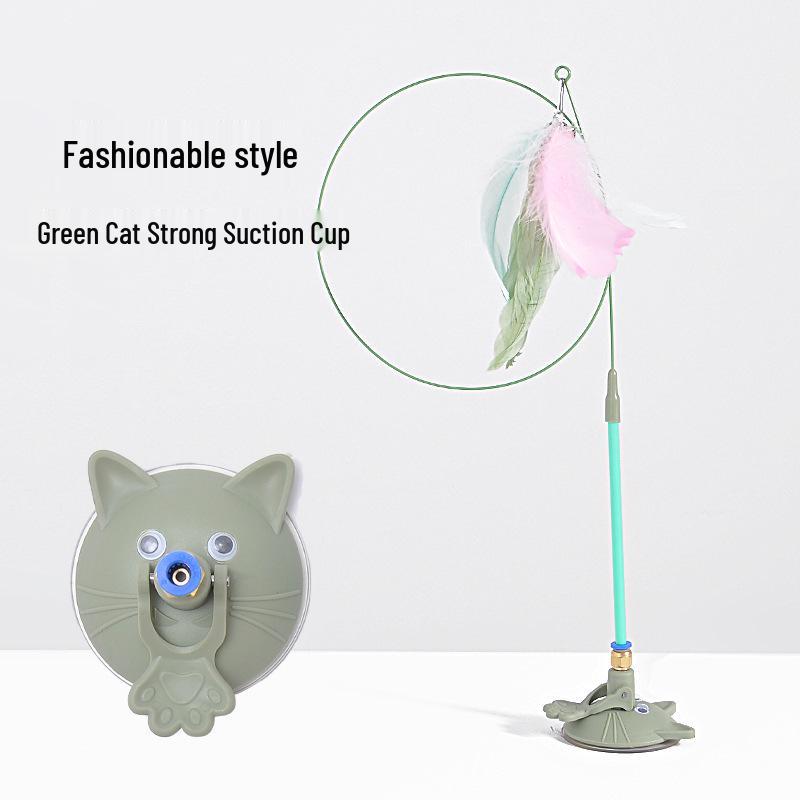 Interactive Detachable Feather Cat Teaser with Strong Suction Cup