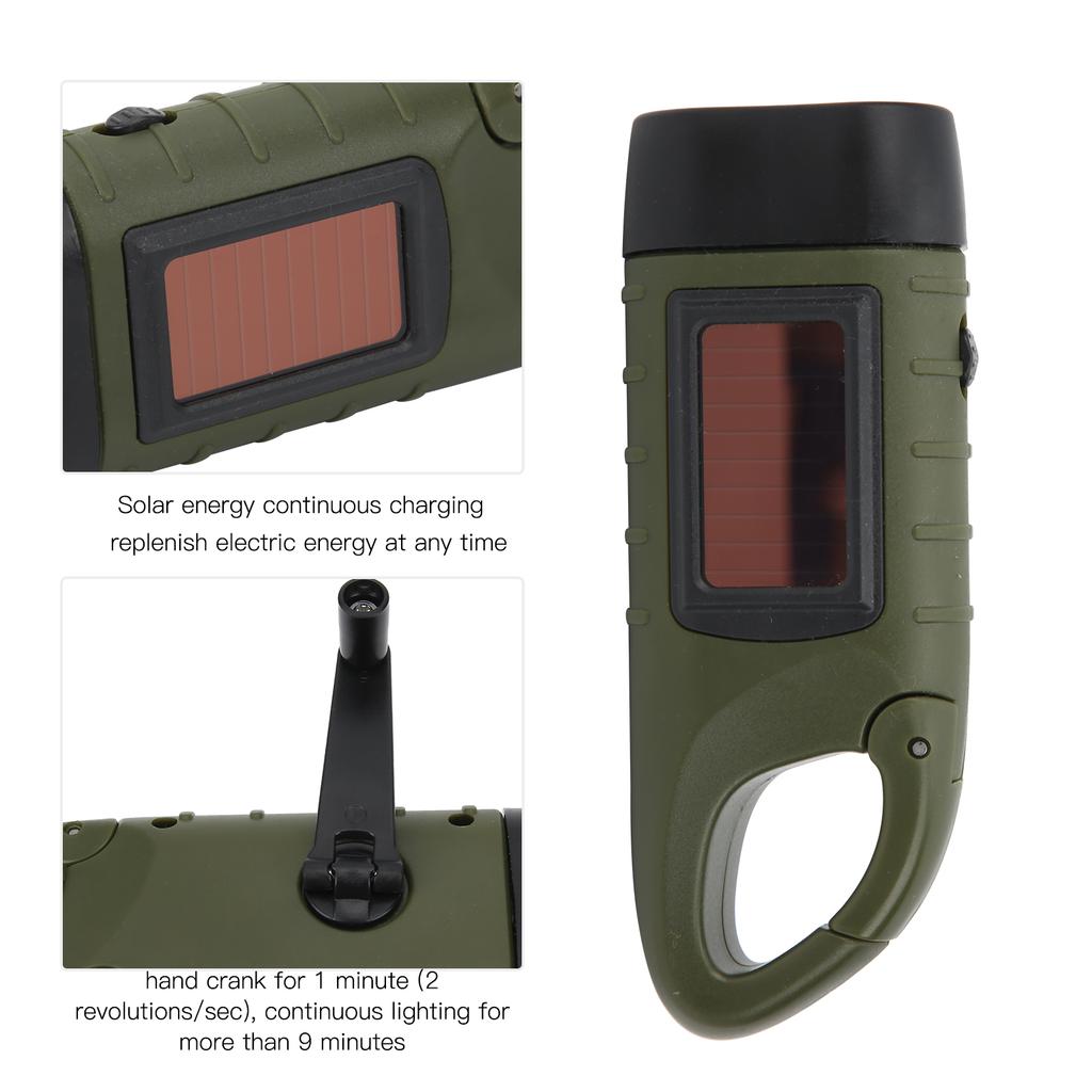 Multifunction Solar Hand Crank Flashlight Emergency LED Portable Torch for Climbing Camping