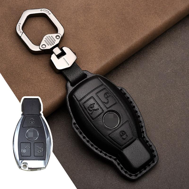 Genuine Leather Car Key Case Cover for Mercedes-Benz W203 W210 W211 Amg W204 C E S Cls Clk Cla Slk Classe Smart Car Keychain