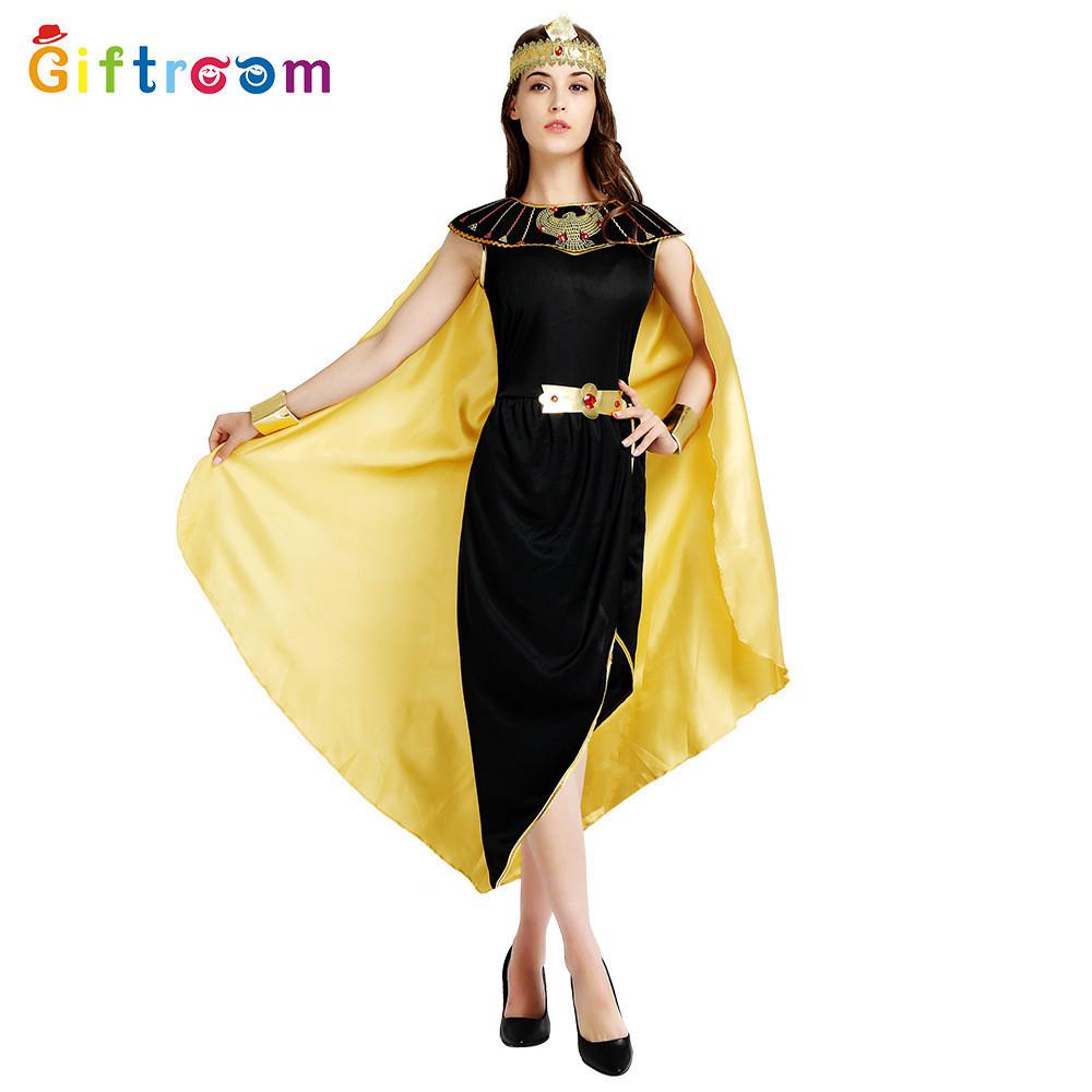 

Radiant Pharaoh Egyptian Queen Dress With Beautiful Golden Cape For Gender Neutral Wear Costume 140