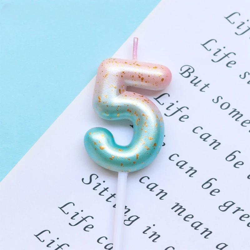 Happy Birthday Cake Decorated Interstellar Digital Colorful Candle Children's Delicate Candy Color 0-9 Number Candle Party Decor