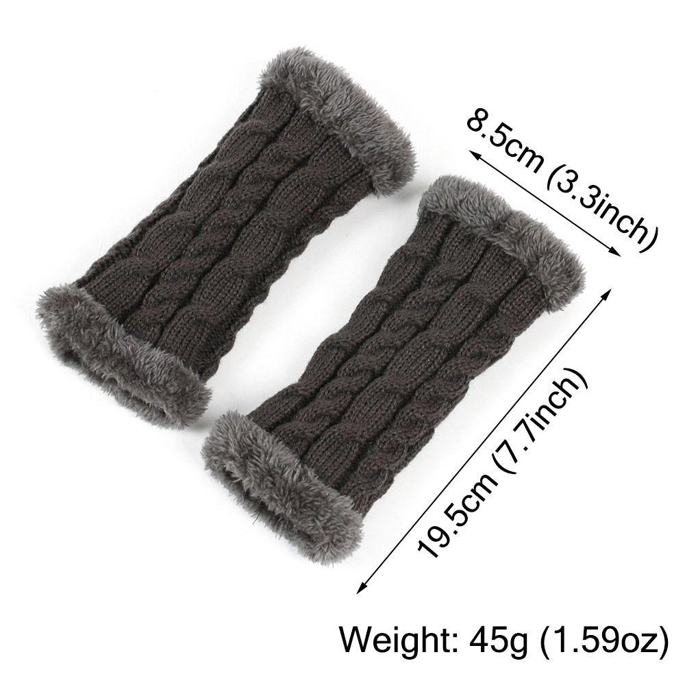 Fashion Fleece Lined Fingerless Gloves Soft Stretchy Warm Knit Mittens Knitted Crochet Winter Warm Gloves for Men Womens