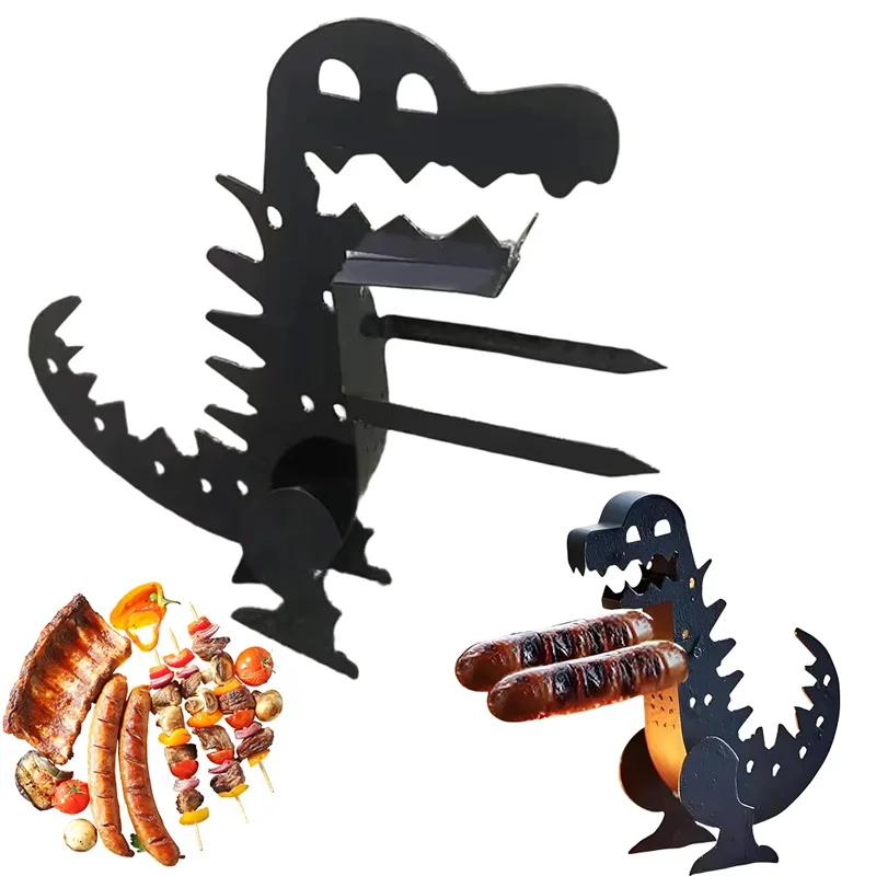 

2в1 Ролик для хот-догов с динозаврами и вилки для барбекю Забавный гриль-монстр Компактный инструмент для домашней кухни и приготовления на открытом воздухе Аксессуар для пикника