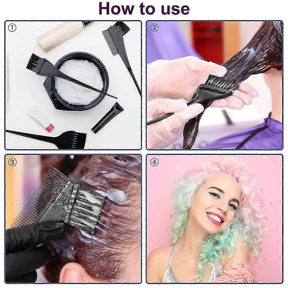 4-Piece Hair Dye Brush and Bowl Set - Mixing Bowl, Large & Small Brushes, Comb-Brush for Perfect Hair Coloring