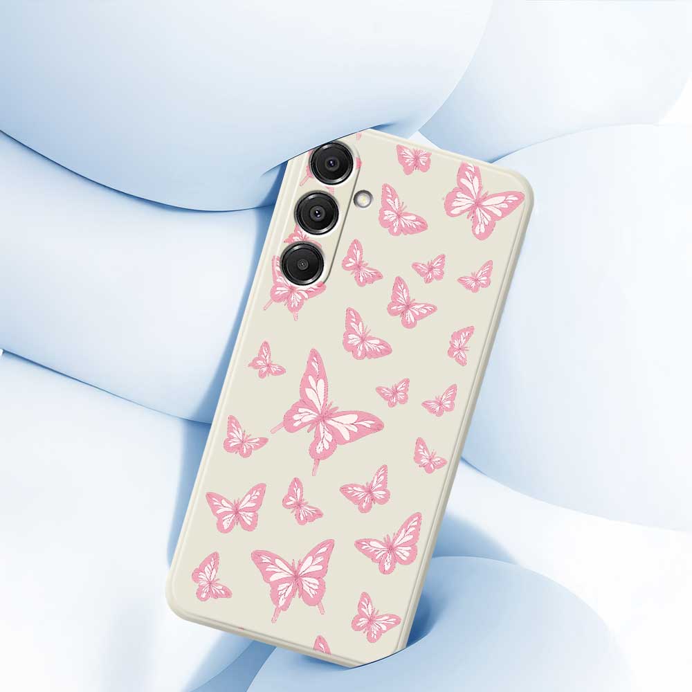 For Samsung Galaxy A16 5G/4G Case Pink Butterflies Pattern Printing Straight Edge TPU Phone Back Cover