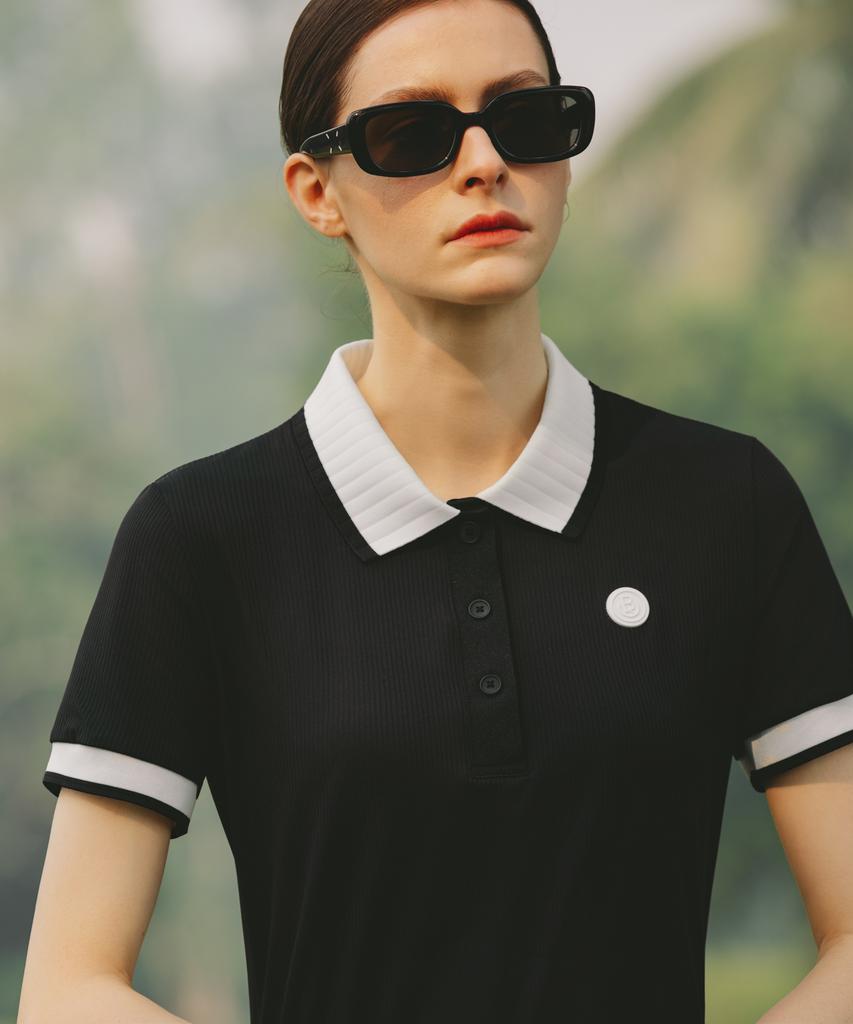 OBER GOLF Classic Rib Polo Top (Black)