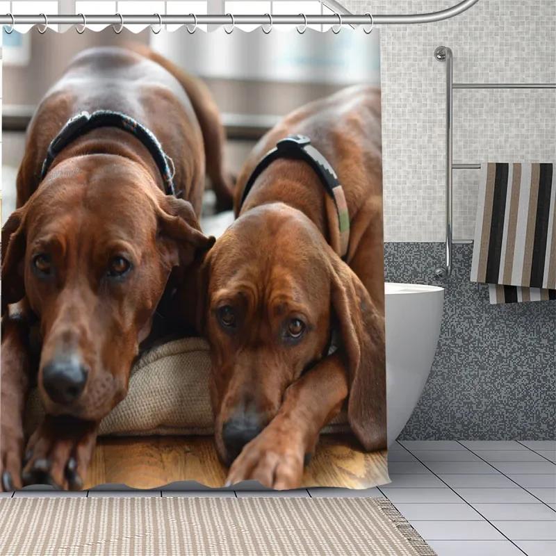 

Adorable Bloodhound Puppy Shower Curtain, Waterproof Fabric With Hooks, Multiple Sizes Unique Pet Design For Bathroom Decor W60H190(CM)-1 Pcs
