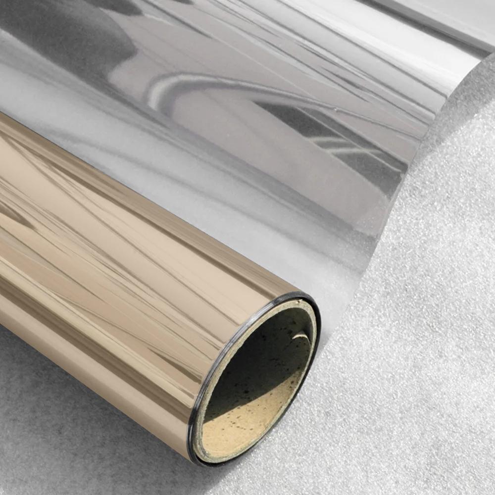 Folie folie solară pentru geamuri, cu latitudine de 70/80/90 cm, cu protecție solară, blocare solară și căldură, role autocolante din vinil argintiu, folie solară pentru geamuri