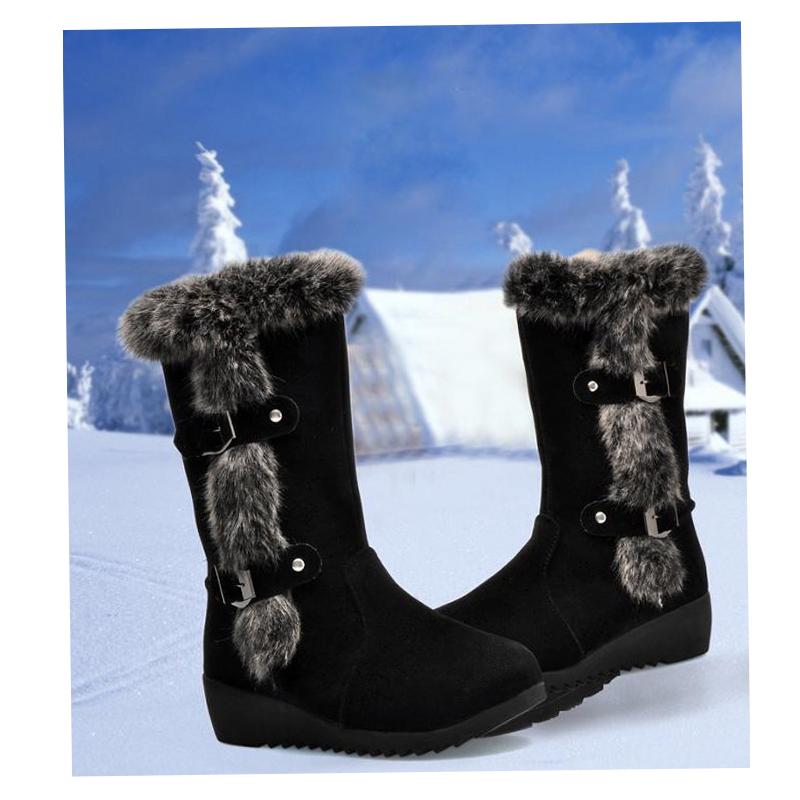 Buy Snow Boots Thicksoled Rabbit Fur Cotton Boots Wedges Women's Boots