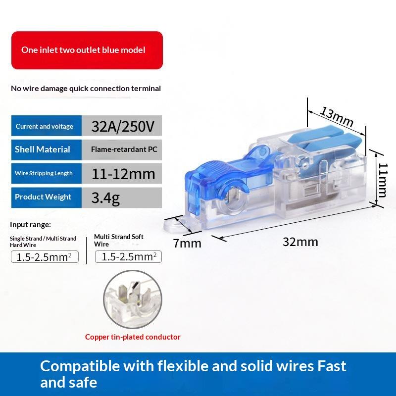Mini Quick Terminal Block Fast T Type Wire Connector Electric Splice Crimp Non Destructive Without Breaking Cable Insulated Lin
